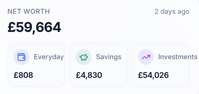 Net worth, everyday savings, and investments preview